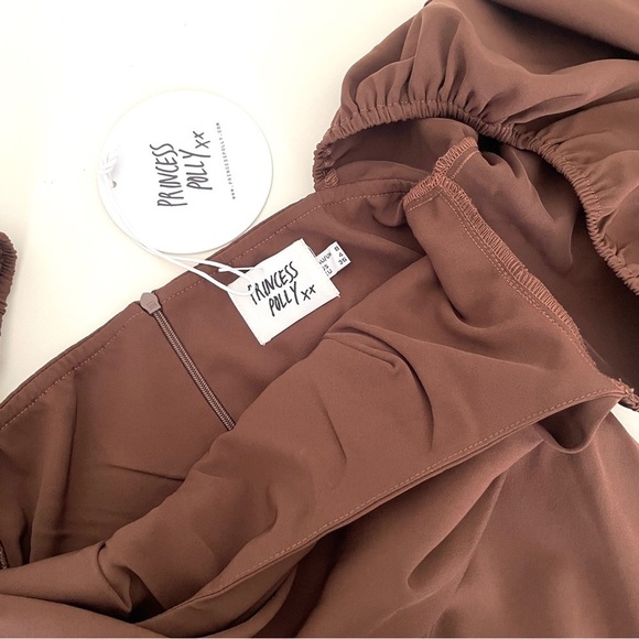 Princess Polly Lillie Long Sleeve Mini Dress Brown NWT - Picture 10 of 14